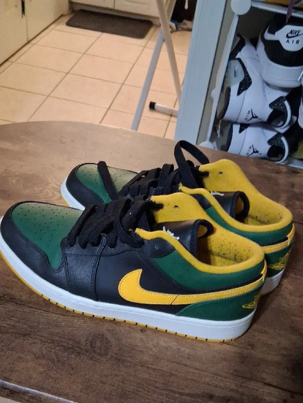 Jordan Low-Top Sneakers in Green, Black & Yellow